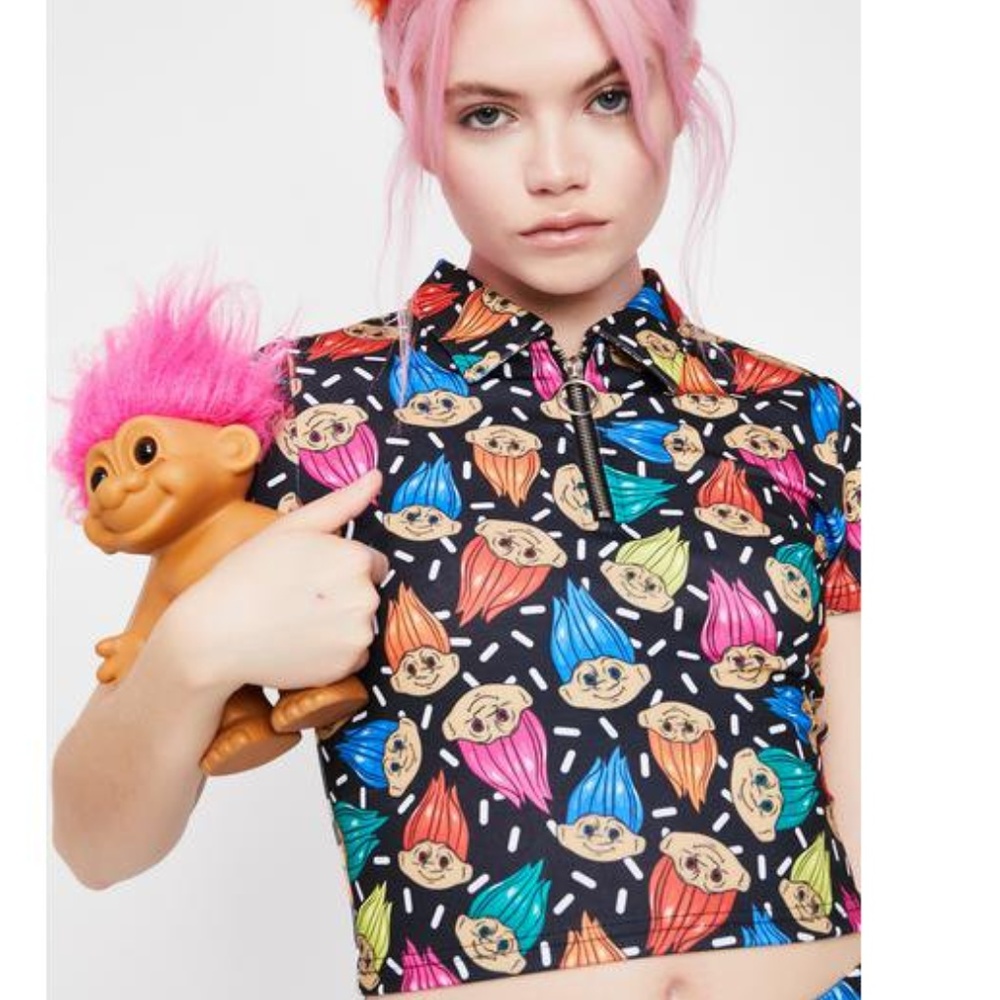 Good Luck Trolls x Dolls Kill TROLL CROP TEE